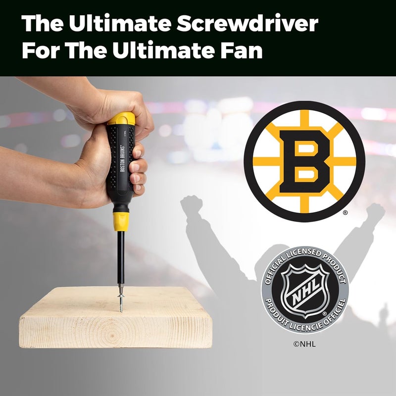 Megapro ® NHL® Team Edition Multi-bit Screwdriver | Officially Licensed NHL® Gear | Durable, Ergonomic, Pro-Grade Screwdriver (Boston Bruins®) - Image 5